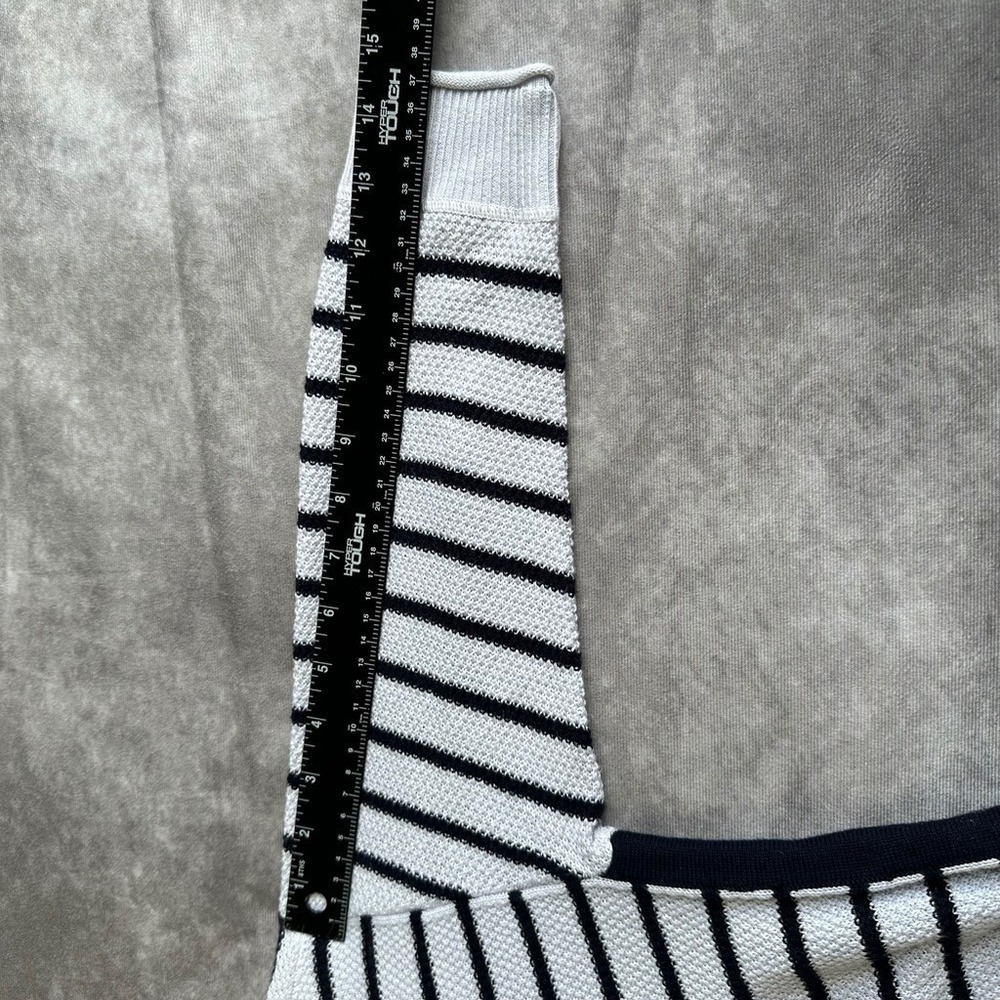 T by Talbots Sweater Womens XS Blue White Striped Colorblock Knit Pullover - Picture 8 of 11